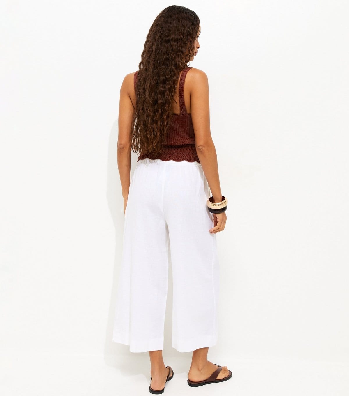 New Look Women's Petite White Linen Blend Cropped Trousers New Look - 4