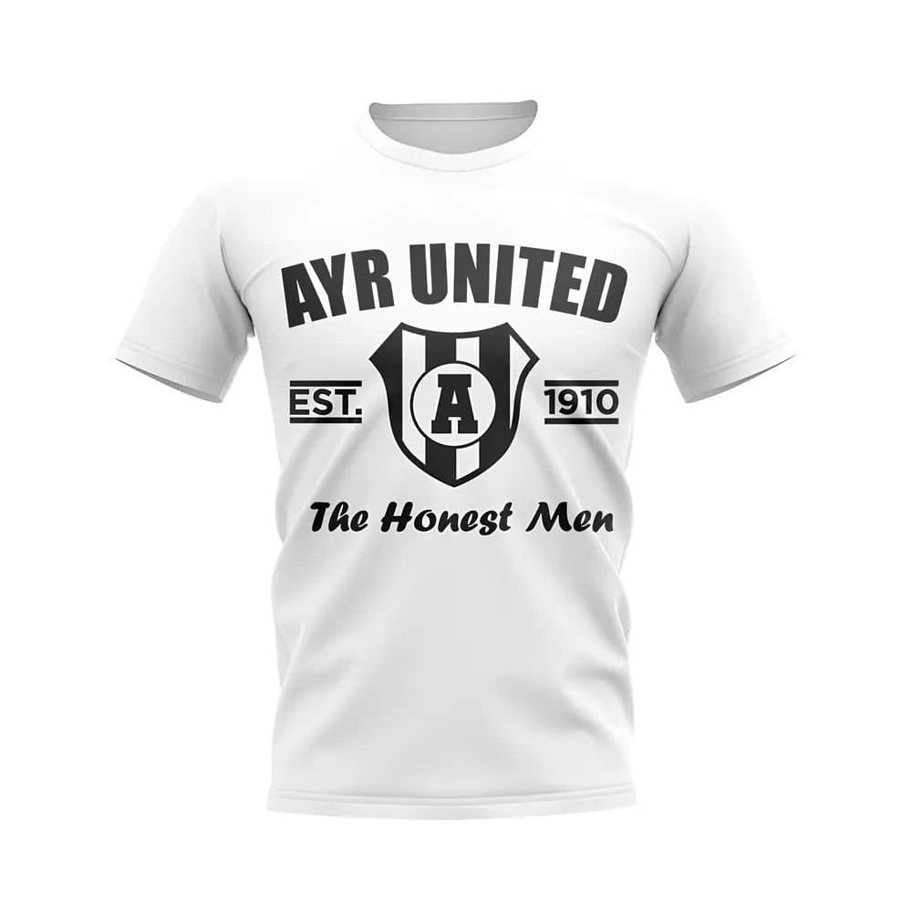 Ayr United Ayr United Men's Personalised Established Football T-Shirt White in Blue