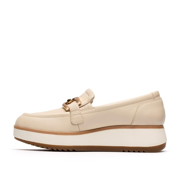 Clarks Clarks Women's Zylah Top Cream Leather Loafers, Slip Ons - 2