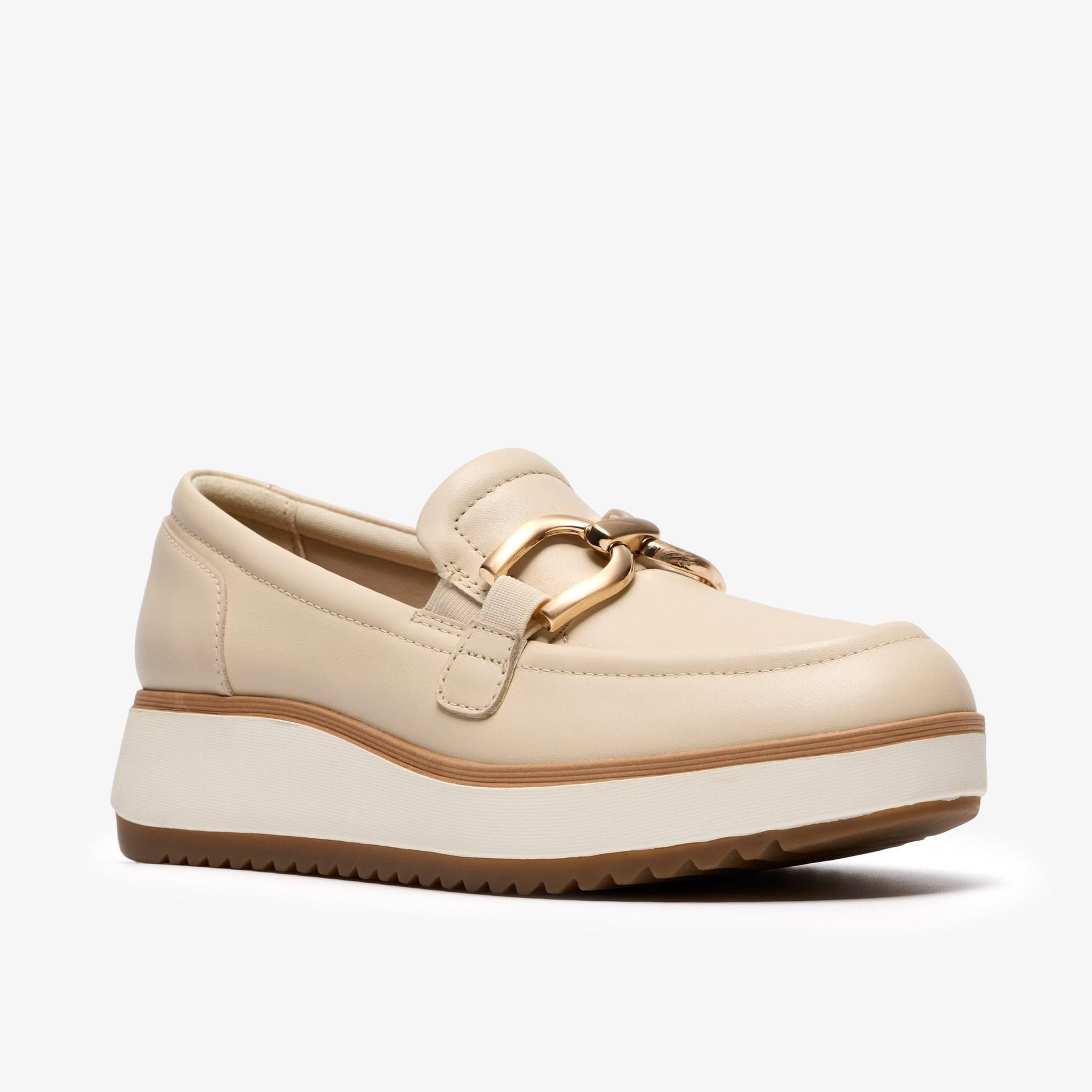 Clarks Clarks Women's Zylah Top Cream Leather Loafers, Slip Ons - 4