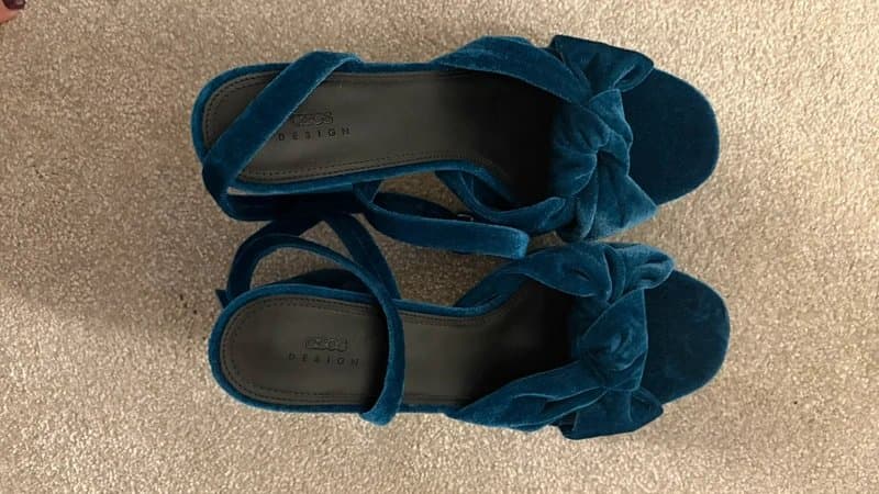 ASOS ASOS Blue Velvet Platform Shoes Size 8