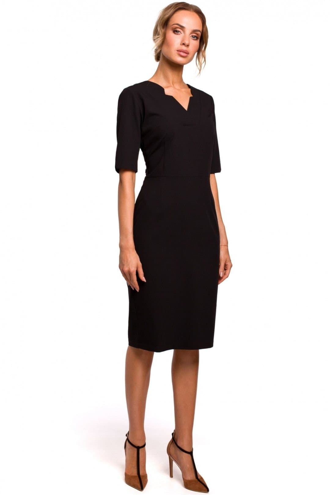Love Lace Love Lace Women's Elevated Waist V Neck Cutout Pencil Dress in Black