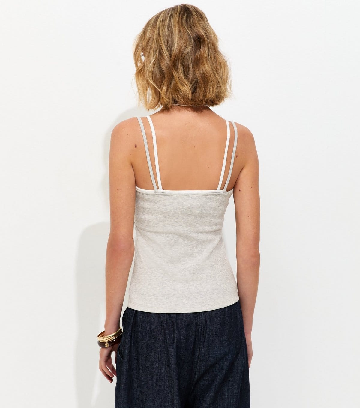 New Look Women's Grey Marl Double Strap Henley Cami Top New Look - 4