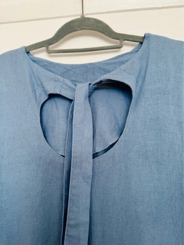 Next Light Blue Linen Blend Smock Dress with Tie Back Detail
