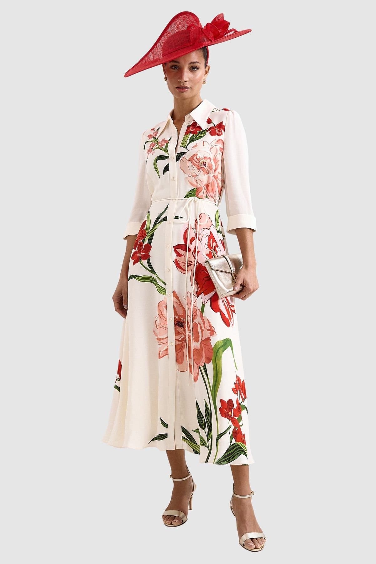 Phase Eight Phase Eight Women's Petite Anabella Midi Shirt Dress in Warm White