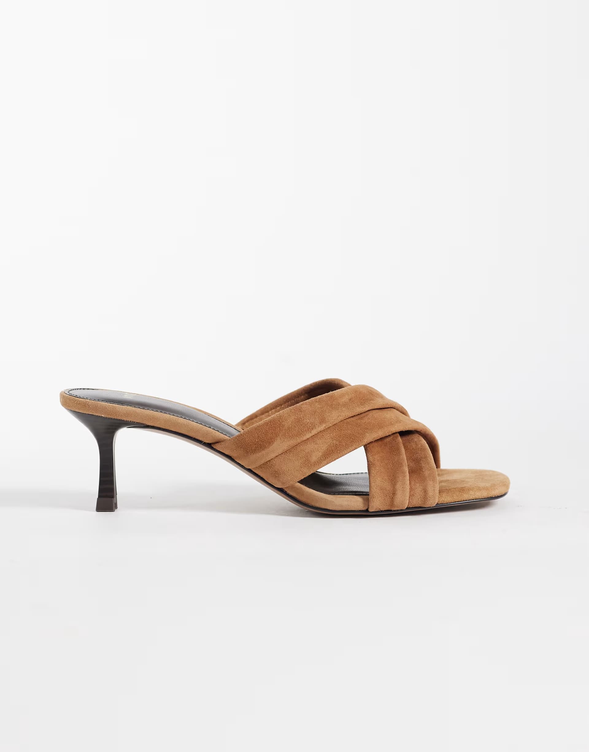 ASOS Mango 100% suede heeled sandal in tan