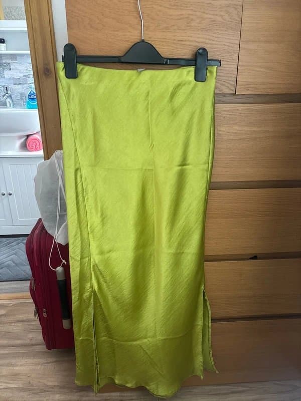 ASOS Design ASOS Design Green Silk Skirt, Size 14