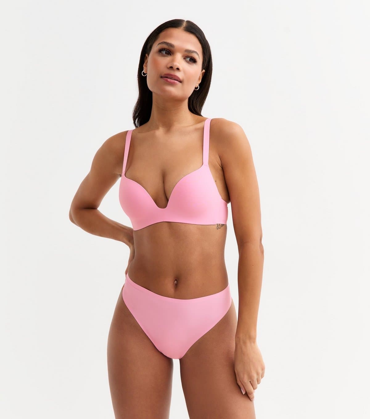New Look Women's Pink Smooth High Waisted High Leg Thong New Look