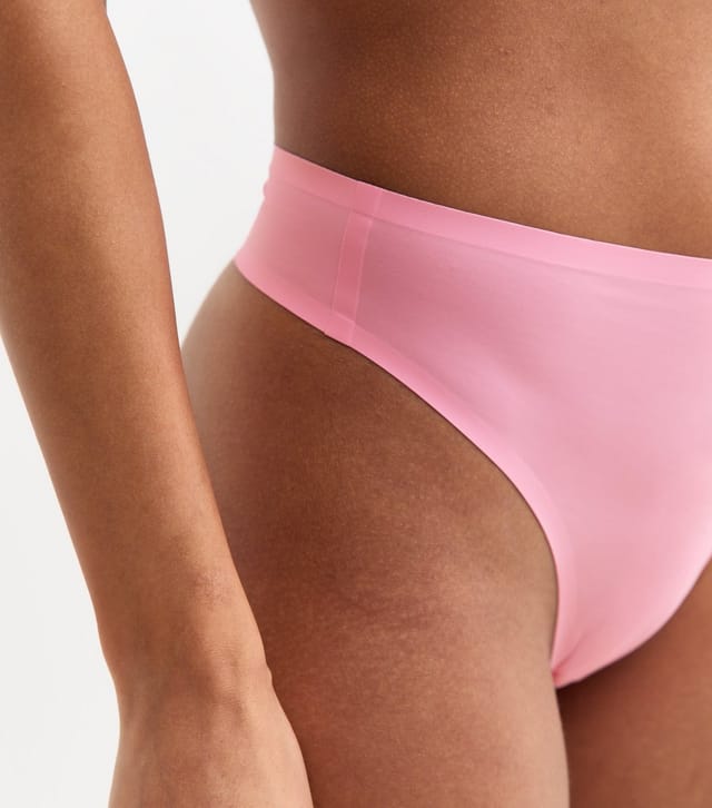 New Look Women's Pink Smooth High Waisted High Leg Thong New Look - 3