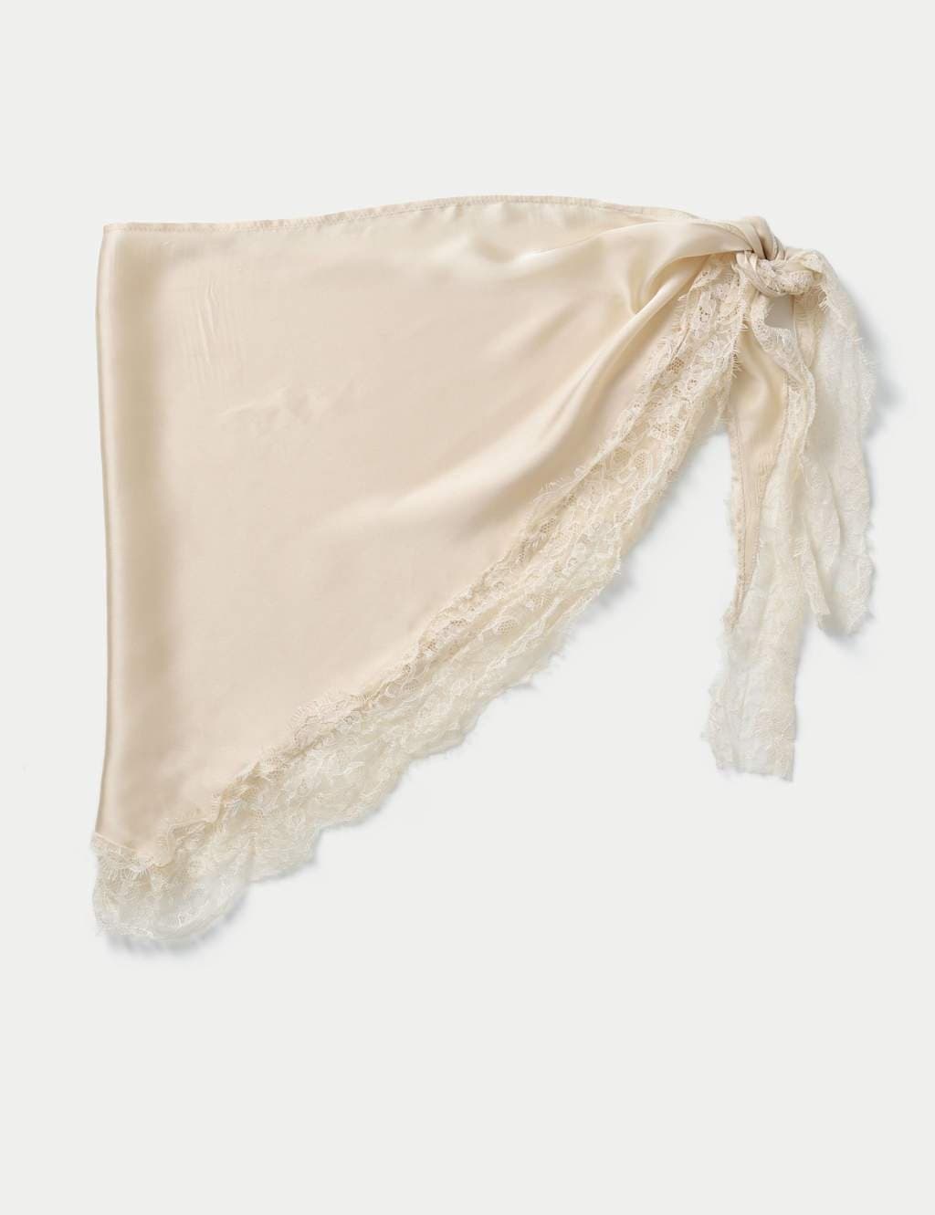 Marks & Spencer M&S Cream Satin and Lace Tie Scarf