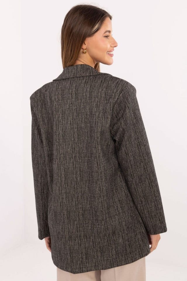 Love Lace Love Lace Women's Timeless Elegant Classic Blazer with Brooch in Grey - 3