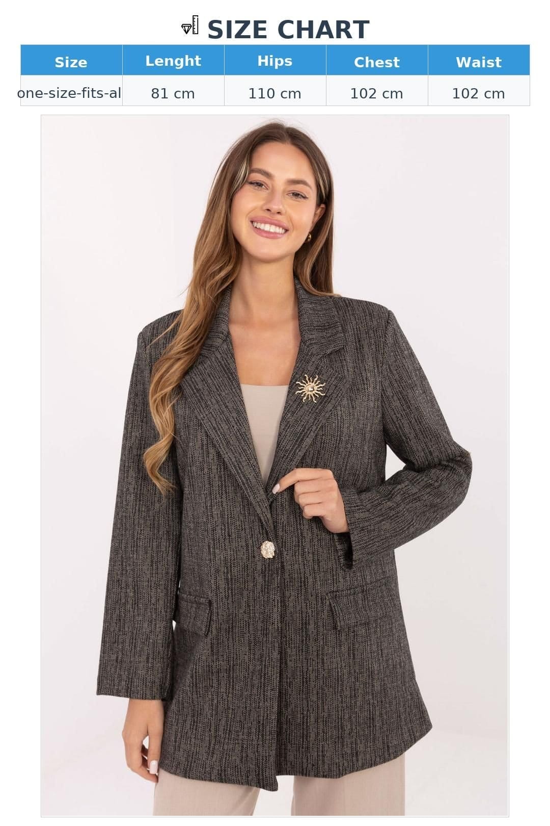 Love Lace Love Lace Women's Timeless Elegant Classic Blazer with Brooch in Grey - 4