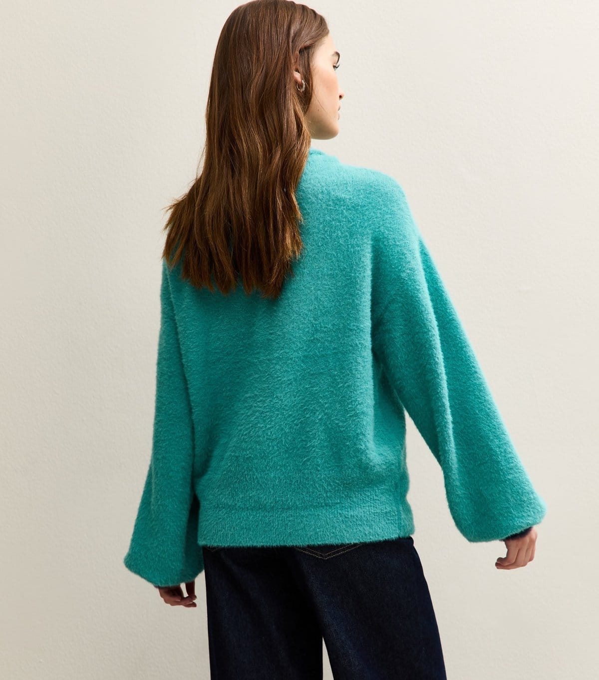 Sunshine Soul Women's Teal Brushed Sequin Bow Turtle Neck Jumper Sunshine Soul New Look - 4