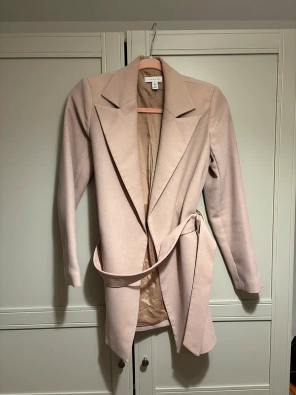 Topshop Pink Topshop blazer with tie belt size 8