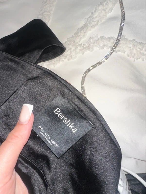 Bershka Bershka black satin halter neck/ tie up top