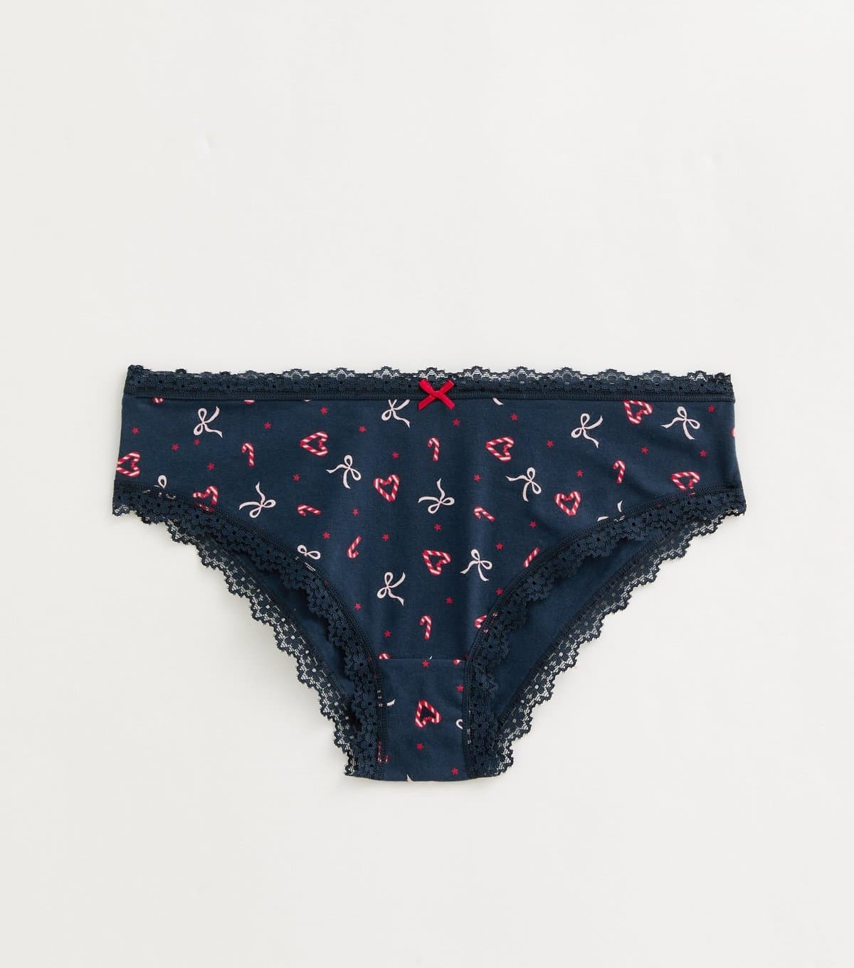New Look Girls' Navy Candy Cane Printed Lace Trim Briefs New Look