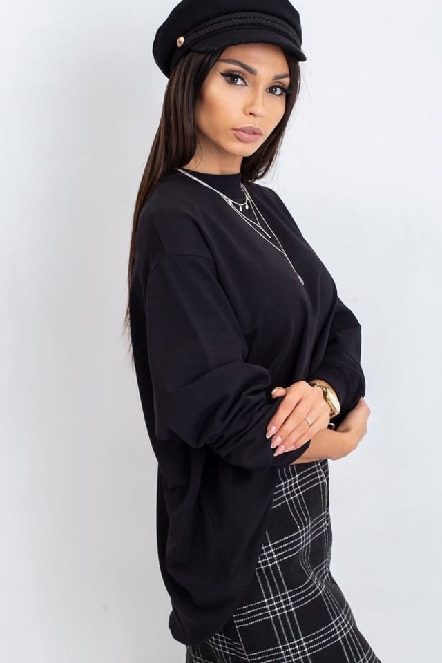 Love Lace Love Lace Women's Breathable Cotton Stand Up Collar Sweatshirt in Black - 3