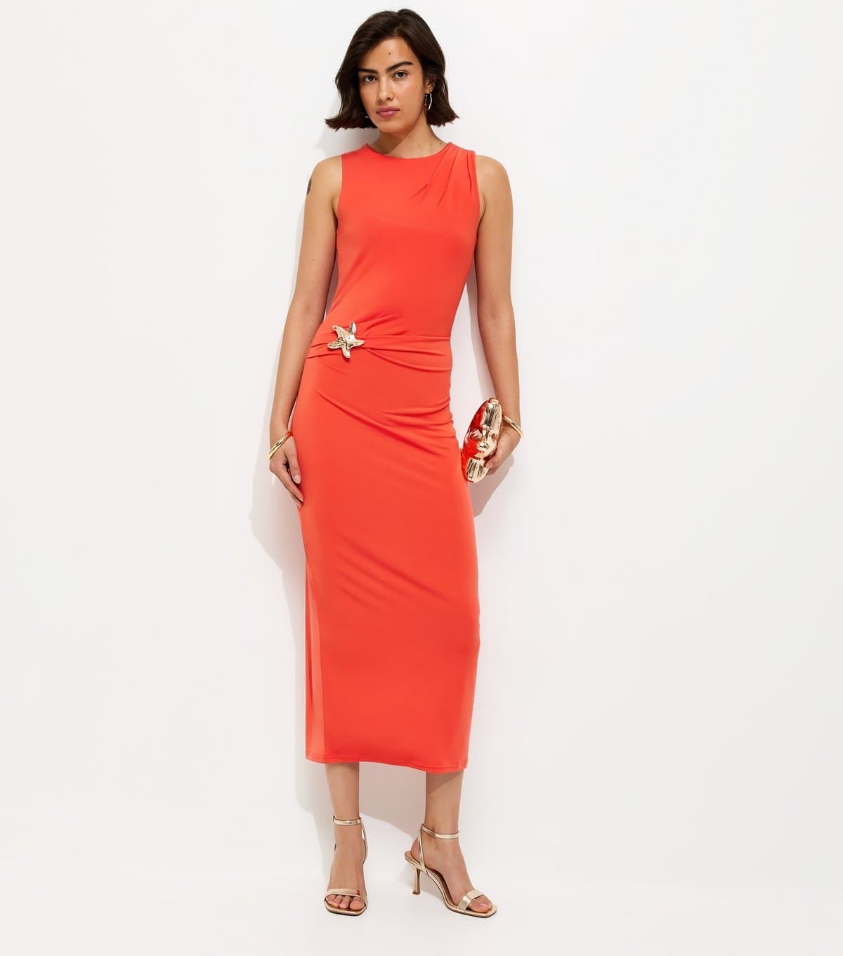 New Look Women's Red Starfish Charm Racerback Midi Dress New Look