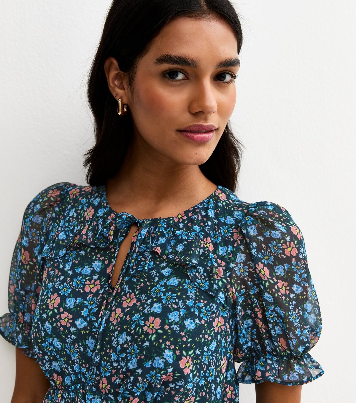 New Look Women's Blue Floral Short Sleeve Midi Dress New Look - 2