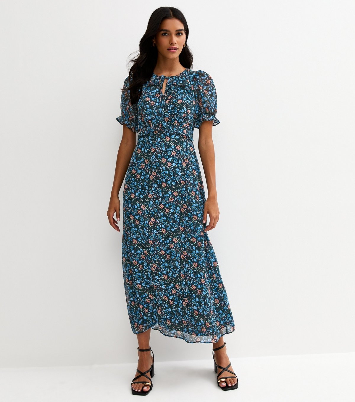 New Look Women's Blue Floral Short Sleeve Midi Dress New Look - 3
