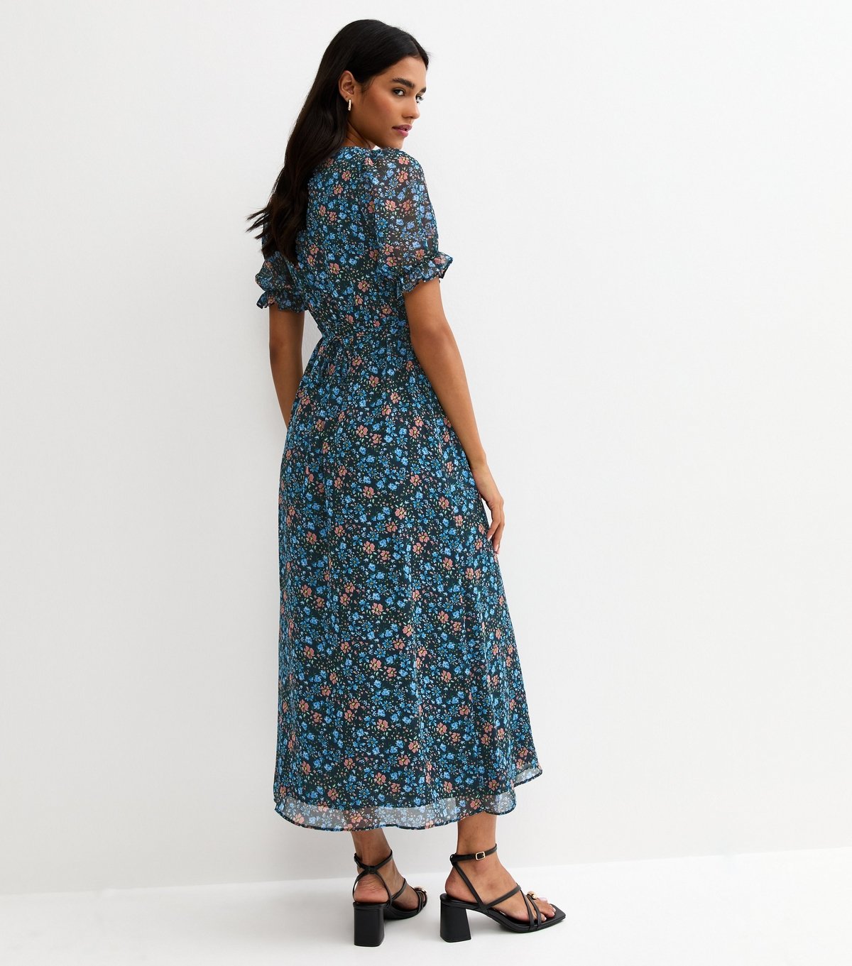 New Look Women's Blue Floral Short Sleeve Midi Dress New Look - 4