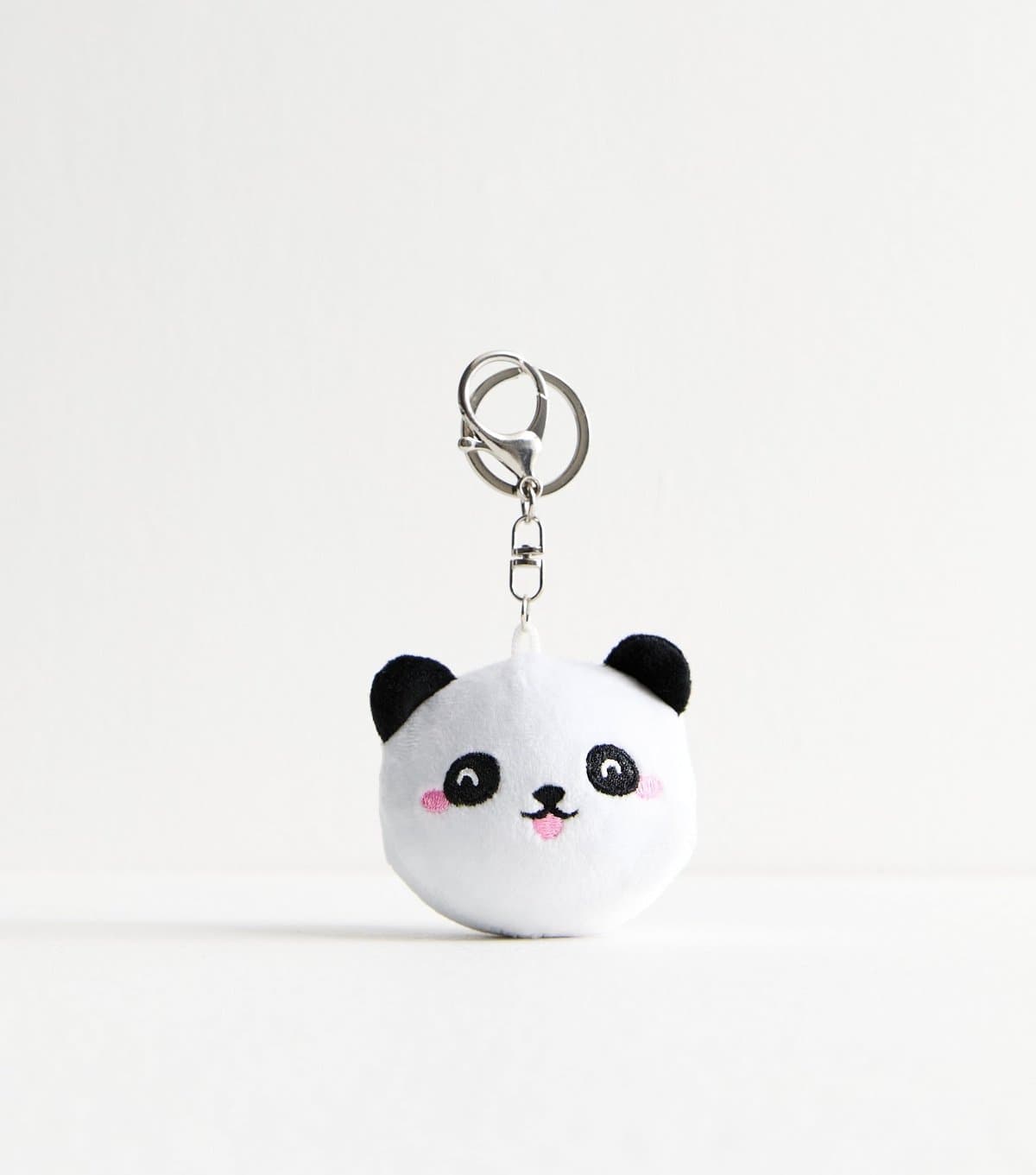 New Look White Smiley Panda Keyring New Look