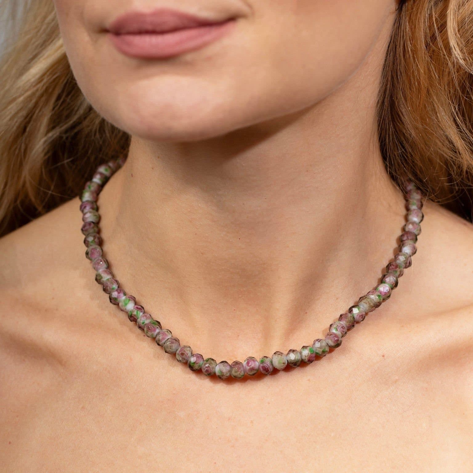 Gold Trip Gold Trip Mauve Rose Glass Beaded Necklace