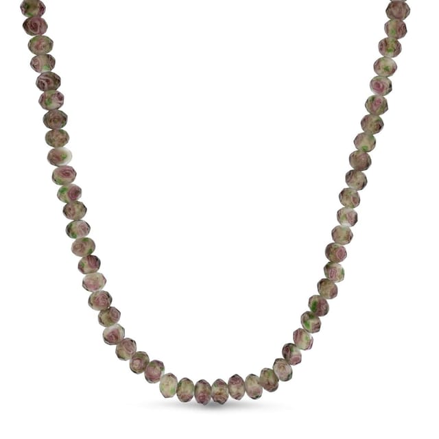 Gold Trip Gold Trip Women's Spring Rose Glass Beaded Necklace in Mauve - 2