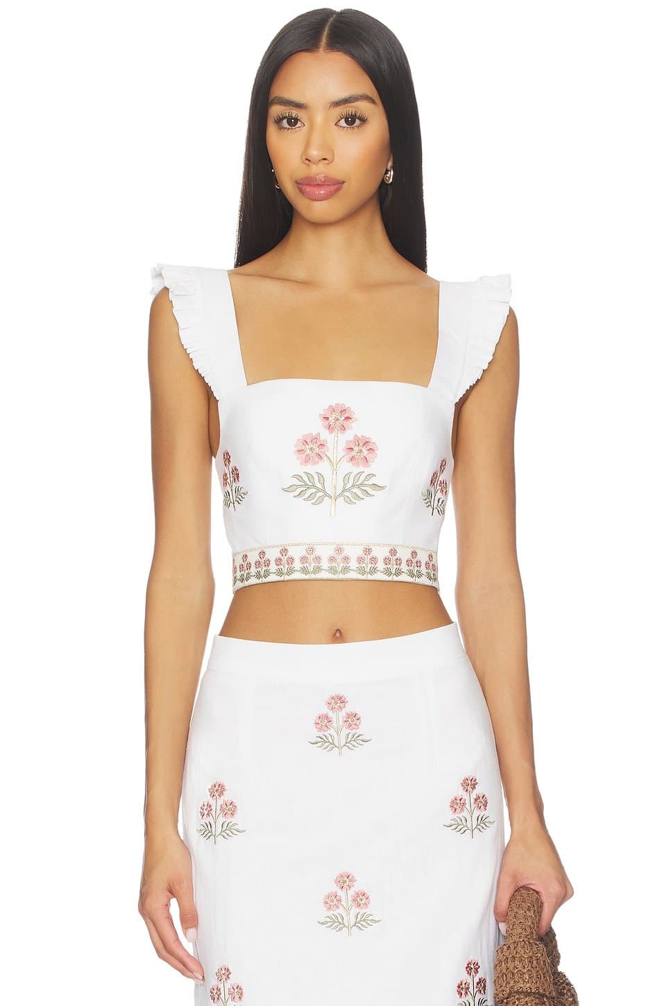 revolve Revolve Yalda Bustier with Floral Print in Off White & Pink