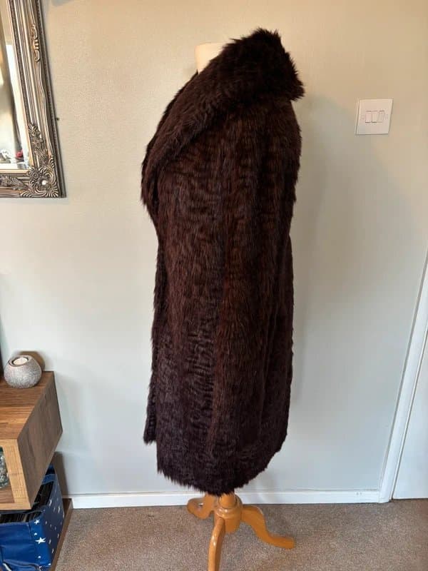 Next New NEXT burgundy faux fur coat - fits a size 10-12