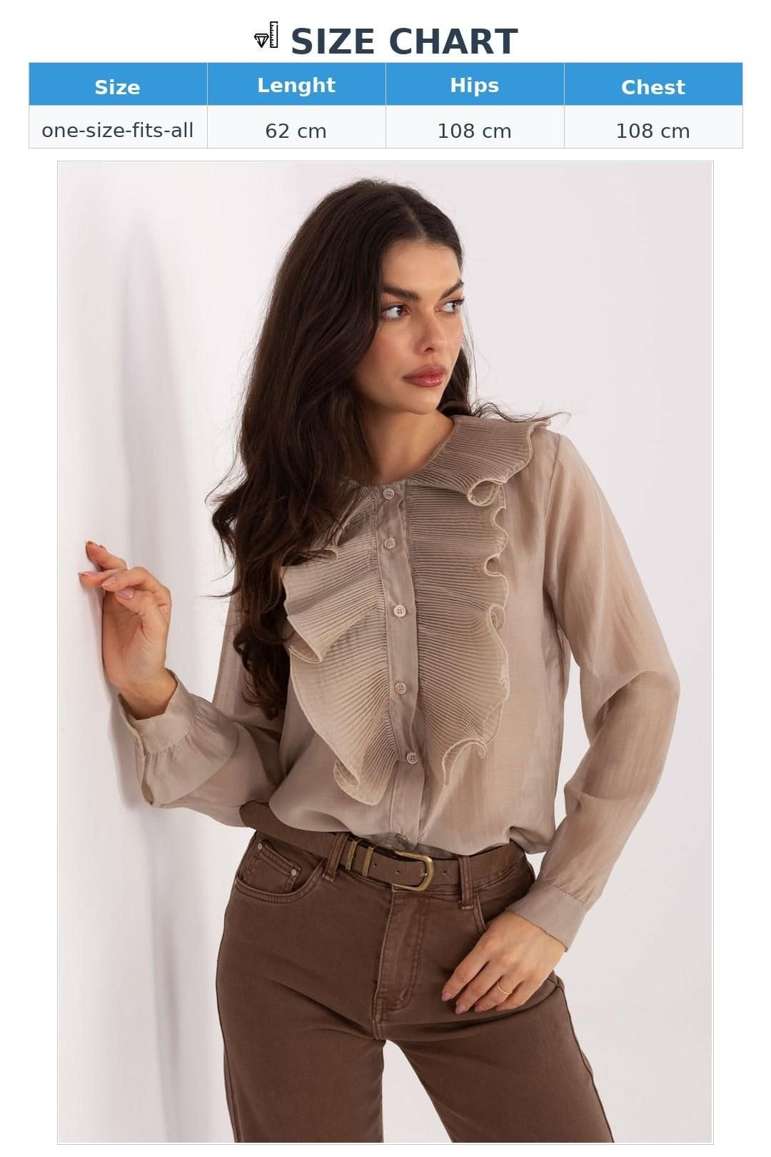 Love Lace Love Lace Women's Elegant Tencel Blend Long Sleeve Jabot Shirt in Beige - 4