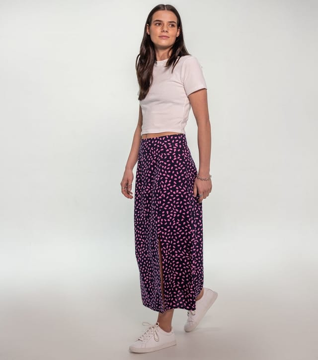Sunshine Soul Women's Navy Abstract Spot Split Midi Skirt Sunshine Soul New Look - 2