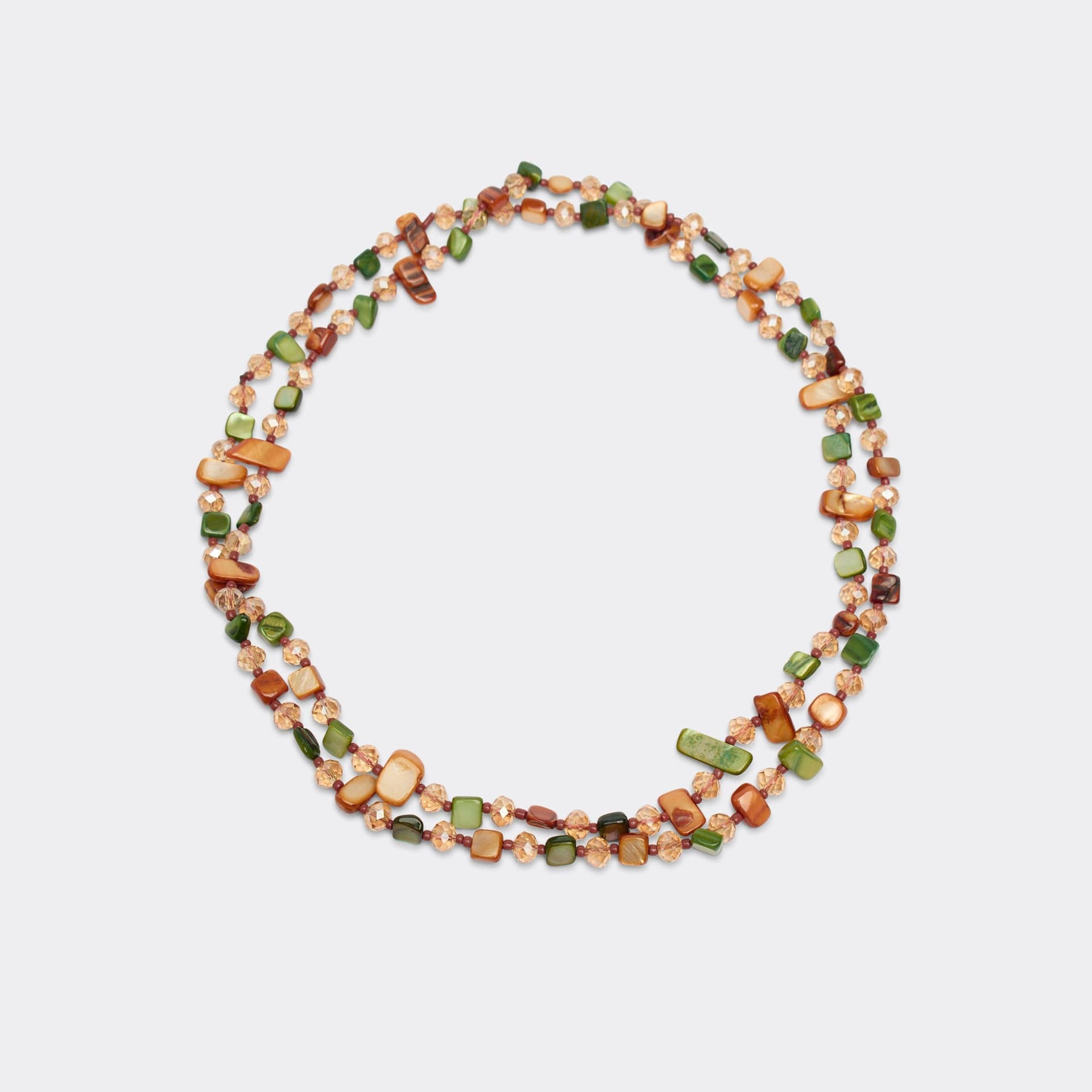 EGO EGO Multi Beaded Stone Detail Necklace In Gold And Green