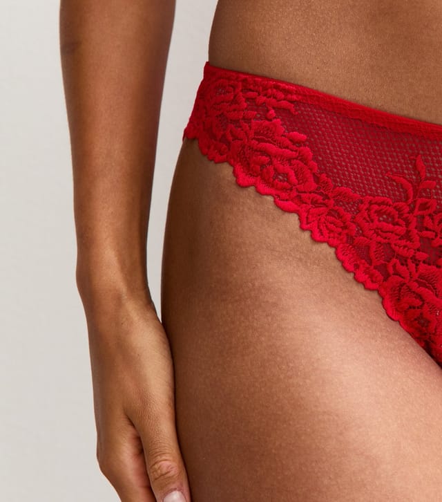 New Look Women's Red Lace Mesh Brazilian Briefs New Look - 3