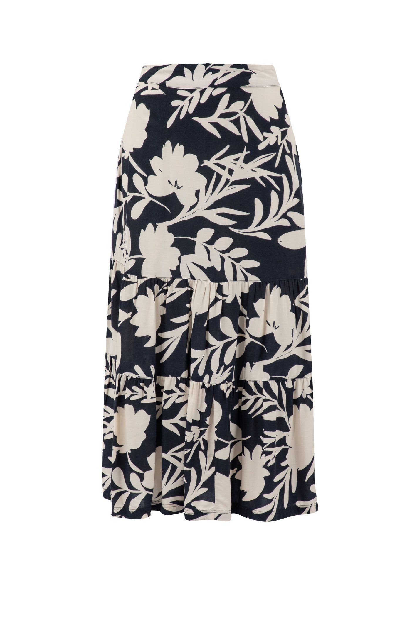 Weird Fish Weird Fish Women's Cassis Printed Tiered Skirt in Dark Blue - 2