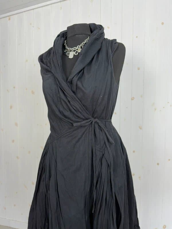 AllSaints All saints black ruched gathered wrap tie waist bubble dress avant garde