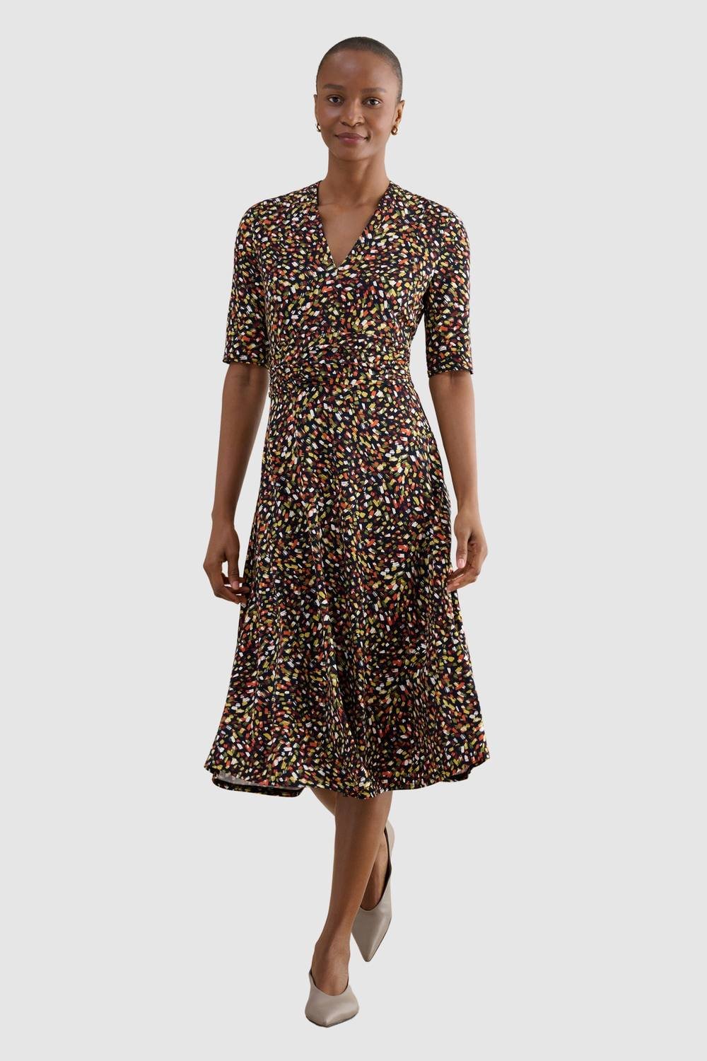 Hobbs London Hobbs London Women's Jaci Printed Jersey Midi Dress in Dark Navy - 2