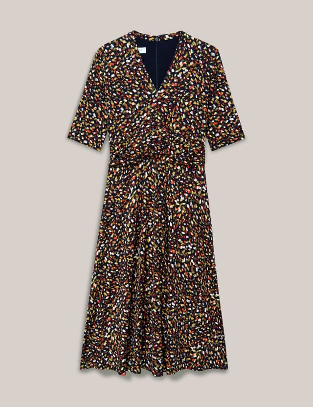Hobbs London Hobbs London Women's Jaci Printed Jersey Midi Dress in Dark Navy - 2
