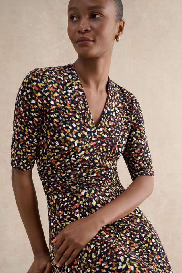Hobbs London Hobbs London Women's Jaci Printed Jersey Midi Dress in Dark Navy - 3