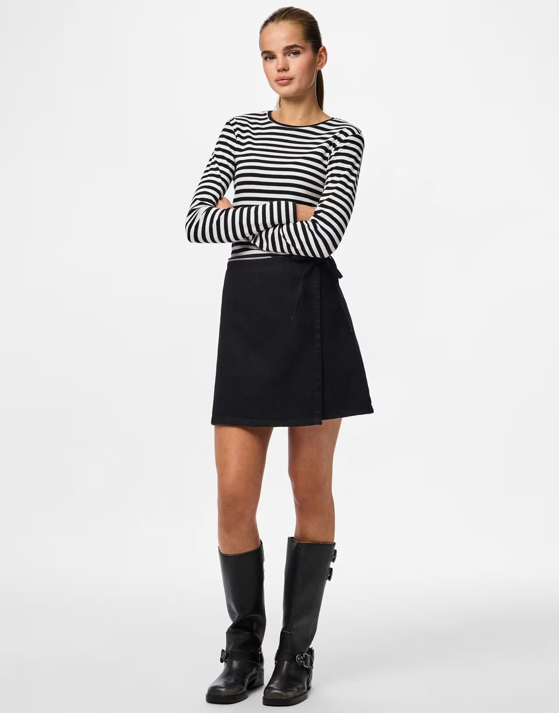 ASOS Pieces Mini skirt in black denim