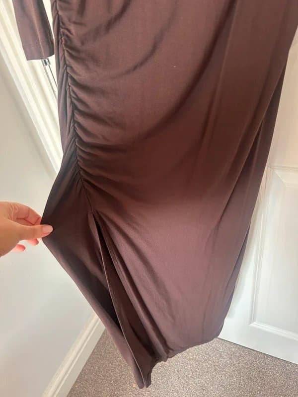 ASOS Brown ruched drape asymmetrical cocktail dress size 10 asos