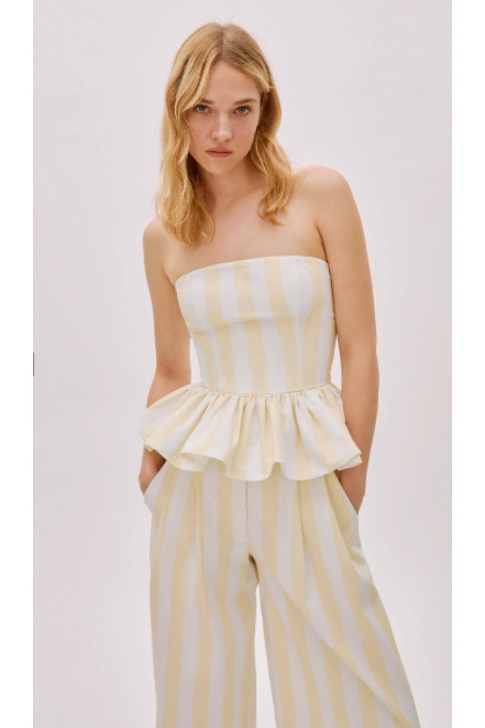 Labeca Labeca Women's Eclipse Striped Cotton Bustier Top in Yellow - 2