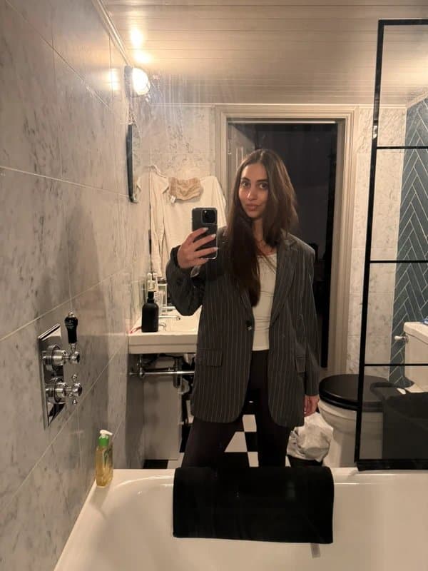 Bershka Bershka grey and white pinstripe blazer