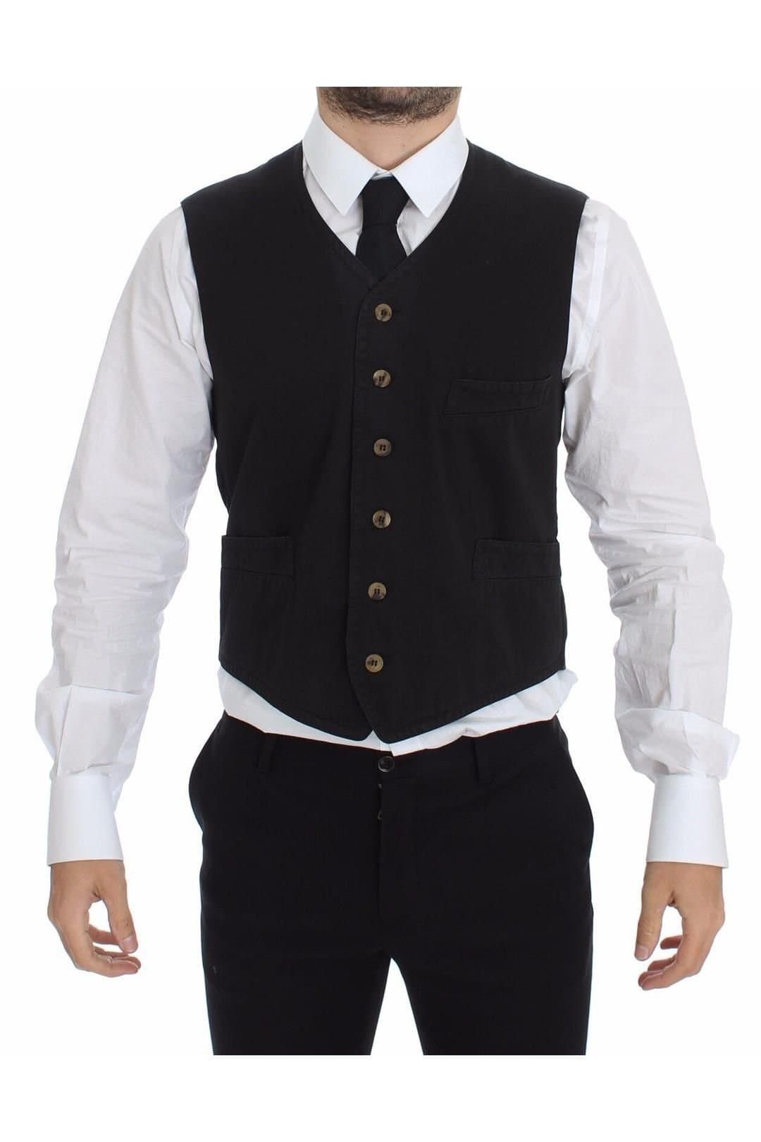 Dolce & Gabbana Dolce & Gabbana Men's Black Cotton Viscose Dress Vest Blazer
