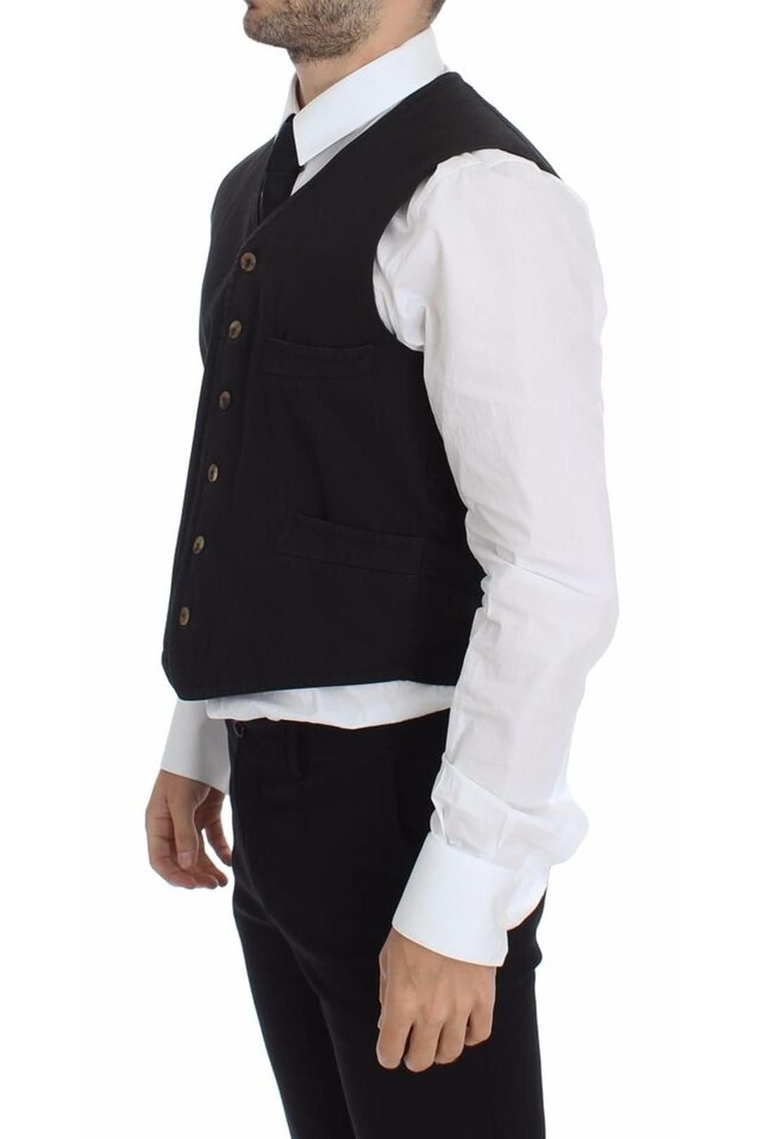 Dolce & Gabbana Dolce & Gabbana Men's Black Cotton Viscose Dress Vest Blazer - 4