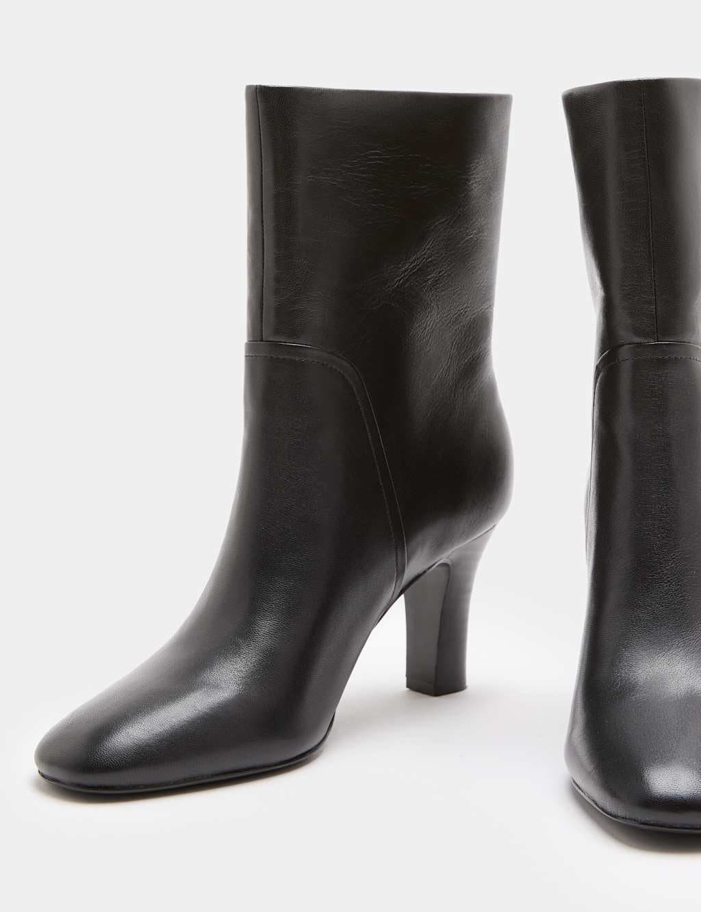 Marks & Spencer M&S Leather Block Heel Ankle Boots Black