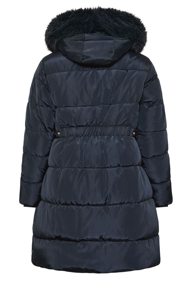 Yours Yours Women's Midi Puffer Coat in Dark Navy - 2