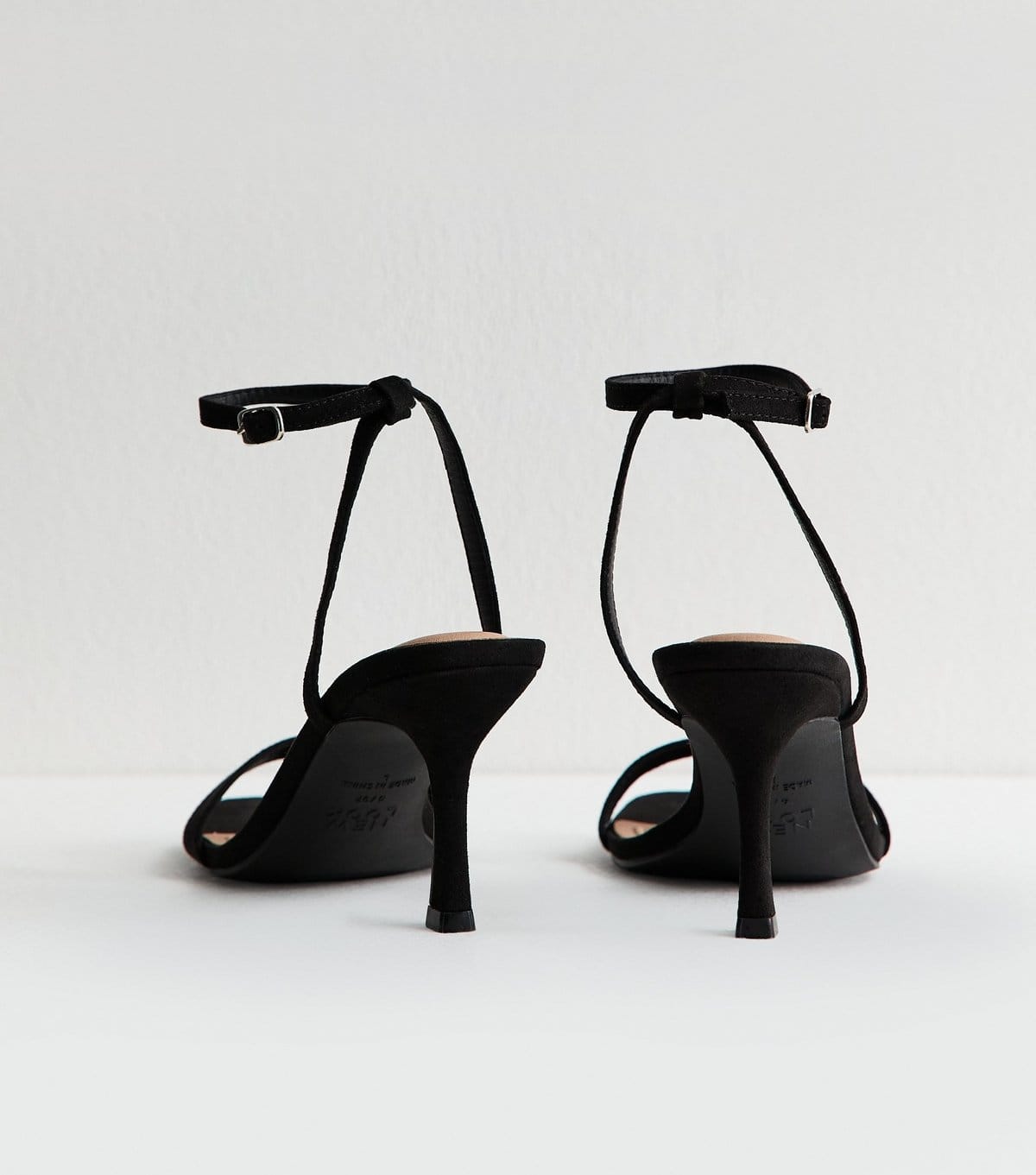 New Look Women's Black Faux Suede Square Top Stiletto Sandals Vegan New Look - 4