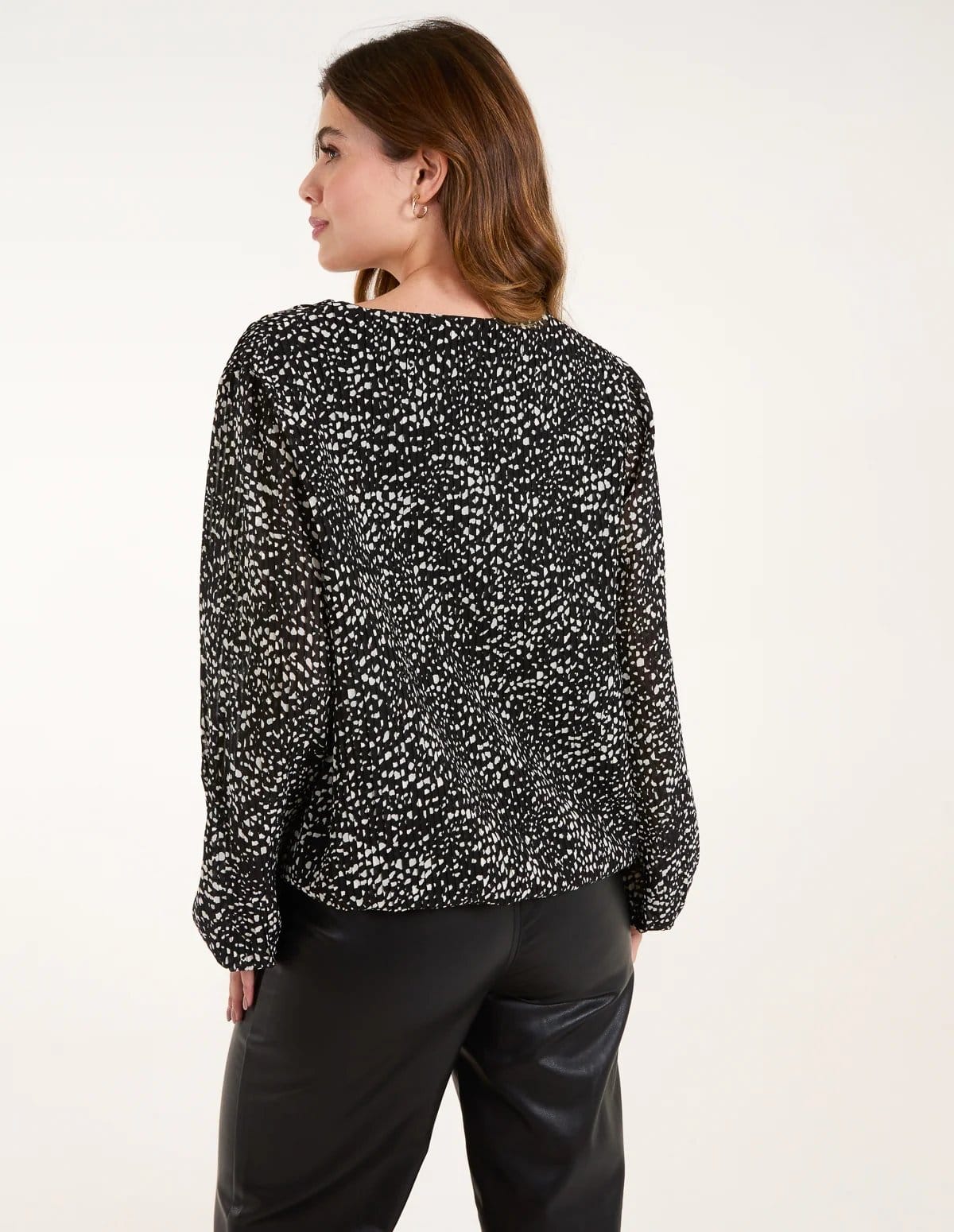 Blue Vanilla Pleated Bubble Hem Blouse - 4