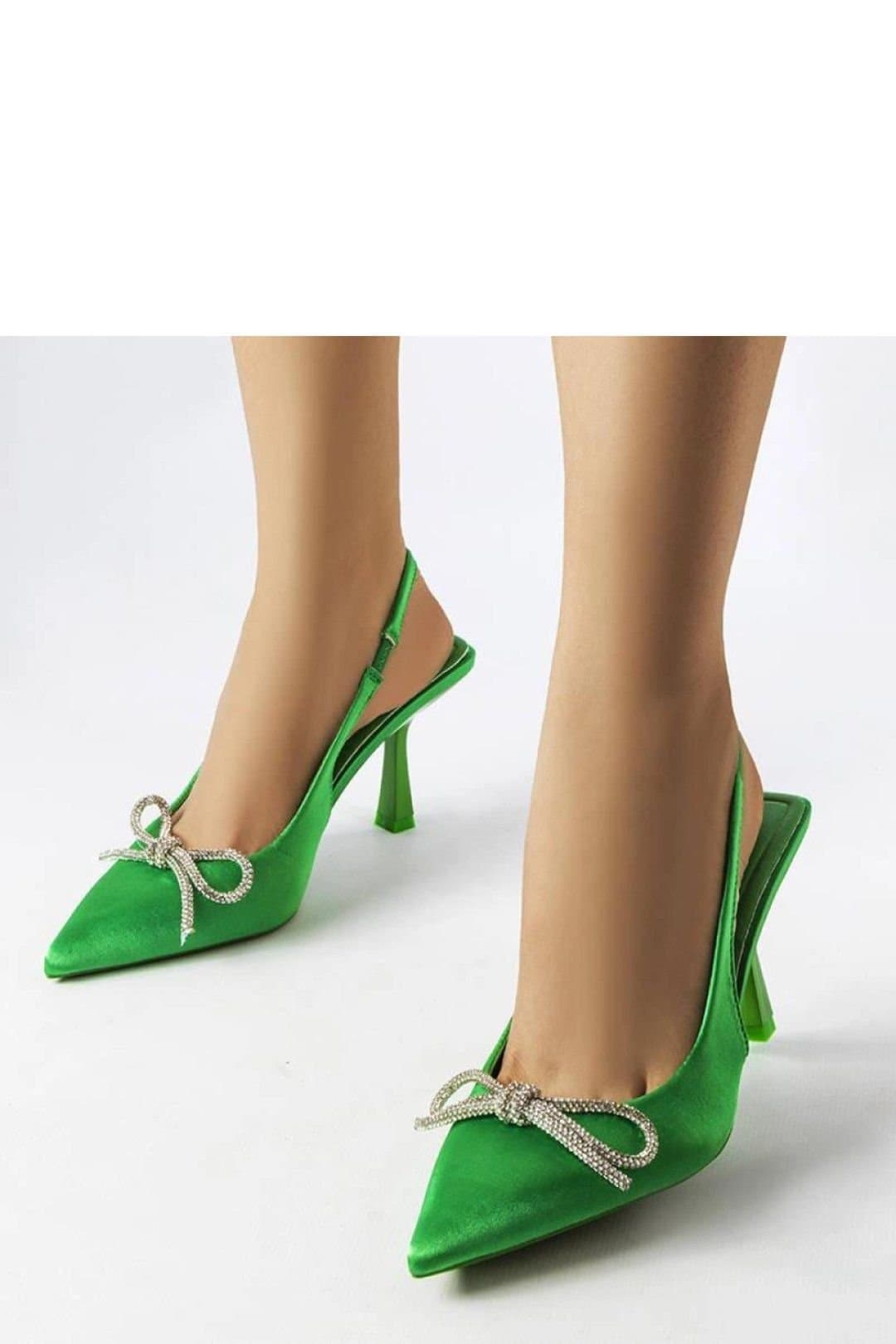 Love Lace Love Lace Women's Elegant Stiletto High Heel Pumps with Bow Detail Slip On in Green